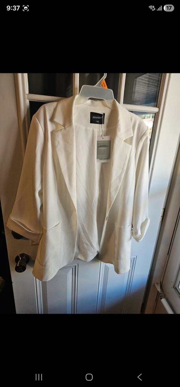 NWT Asandy Off White Cream Blazer XXL 3/4 Sleeve